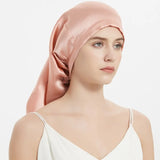 100% Mulberry Silk Sleep Cap for Long & Curly Hair Nightcap with Adjustable Hair Wrap for Woman