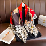 90*90Cm Square Scarf Twill Silk Feeling Women Head Shawls and Wraps Luxury Hair Tree Print Neck Scarves Hijab Bandana Pashmina