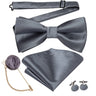 Hi-Tie Luxury Gold Silk Bow Ties for Men Fashion Men's Yellow Bowtie Handkerchief Cufflinks Brooch Set butterfly  Wedding Set