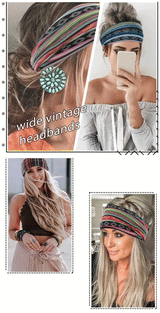 1 Pcs European American Women'S Bohemian Style Elastic Headscarf Fashionable Breathable Cotton Wide Brimmed Hair Accessories