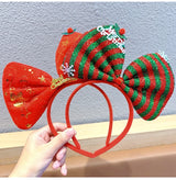 Navidad Bows Elastic Headbands for Adult Children's Hair Accessories Happy Christmas New Year Party Merry  Xmas Headdress Supply