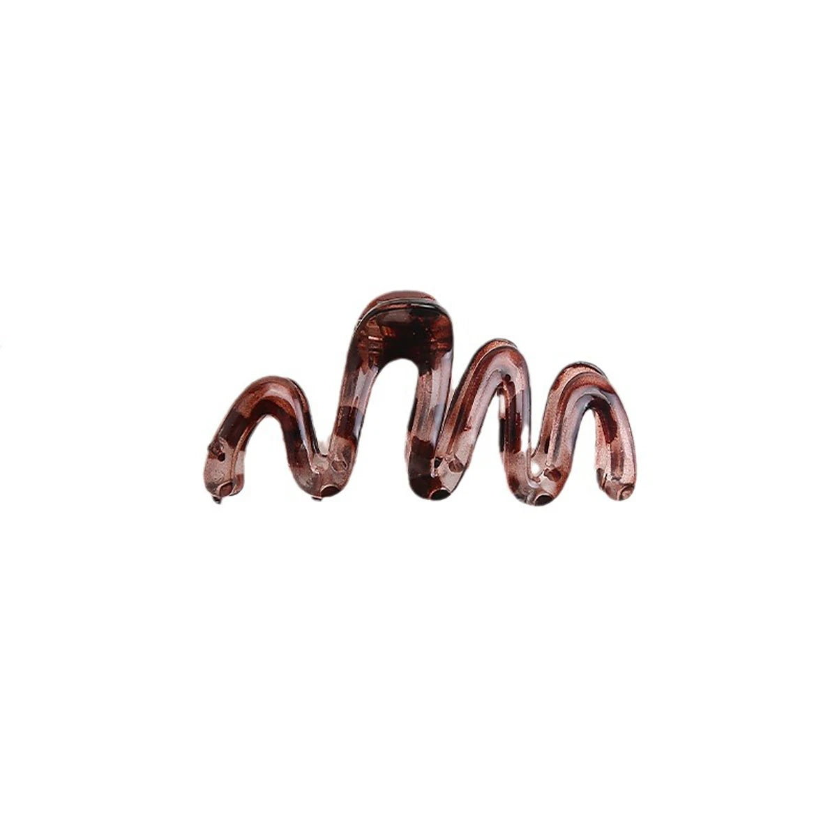 2pcs Women's Y2K Wavy High Glossy Amber Brown Large Lightweight Plastic Hair Clip Elegant and Minimalistic