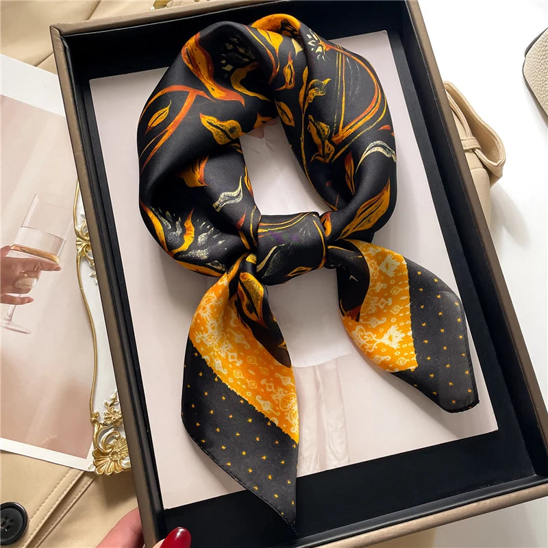 70cm Silk Satin Square Scarf Women Luxury Shawl Wrap Print Neck Tie Female Hair Hand Band Wrist Bandana Headkerchief Echarpe New