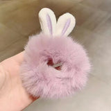 New Cute Khaki Elastic Rubber Band Hair Ties Plush Rabbit Ear Plush Hair Rope Girls Woman Scrunchies Headdress Hair Accessories