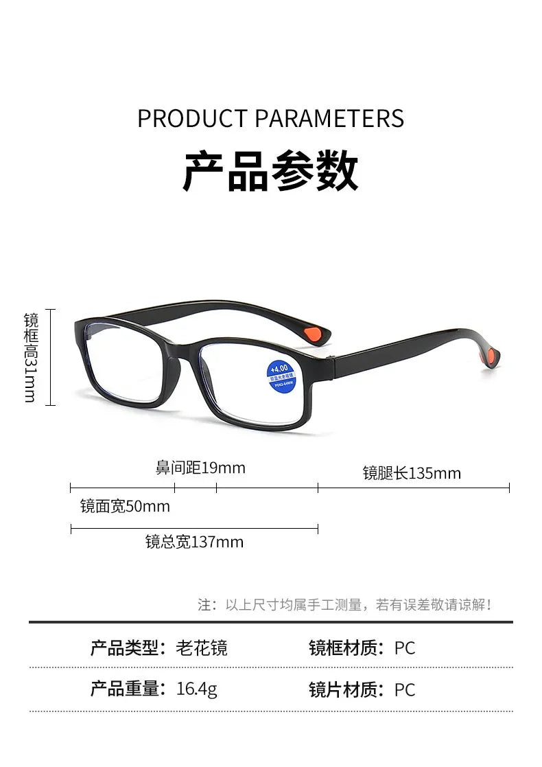 Luxury Blue Light Blocking Reading Glasses Women Men Cutting Frame Presbyopia Eyeglasses HD Lens Farsighted Prescription Eyewear