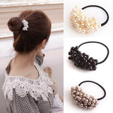 Women Hair Accessories Pearls Beads Headbands Ponytail Holder Girls Vintage Elastic Hair Bands