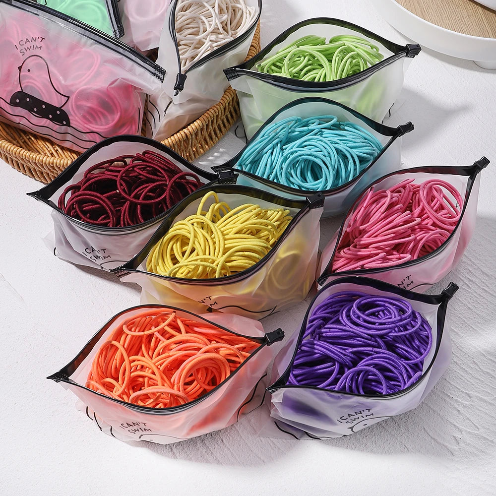 50PCS Macaron Rubber Band Hairband Headband High Elastic Durable Hair Ring Tied High Ponytail Women's Kids Hair Headwear