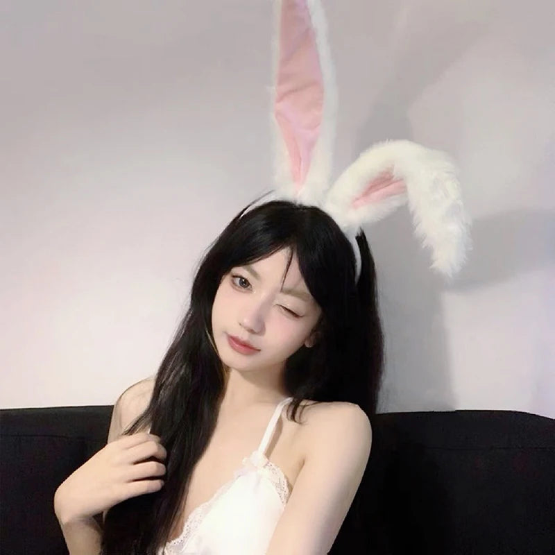 Girls Plush Long Rabbit Ear Hair Bands Headwear Headband Dress Accesorios Women Girl Cosplay Lolita Cosplay Hair Accessories