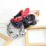 Bow Wide Brimmed Head Hoop For Women Boho Women Soft Solid Print Headbands Cross Knot Elastic Hair Hoop  Vintage Headwear New