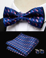 HUISHI Classic Blue Bowties For Men  Paisley Floral Bow Tie Pocket Square Cufflinks Suit Set Wedding Party Plaid Solid Butterfly