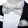Classic Black Men Bow Ties 100% Silk Bowties Butterfly Pocket Square Cufflinks Set Suit Paisley Gold Pre-Tied Bow Tie DiBanGu