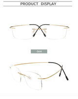 Titanium Large Size Lightweight Rectangular Men and Women Colored Flexible Rimless Glasses Frame For Myopia Prescription Lenses