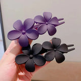 4Pcs Flower Hair Clips Fashion Matte Black Floral Hairpins Hair Claw Clips Non-Slip Hair Clamps Grab Elegant Hair Accessories