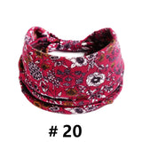 Leopard Print Headbands for Women Wide Boho Turban Head Wraps Cotton Knotted Elastic Hairbands Non Slip Workout Hair Accessories