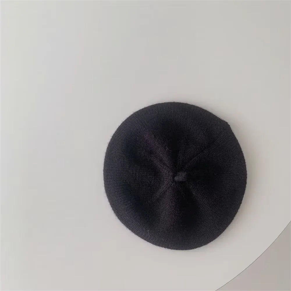 Fashion Cute Baby Knitted Beret Hat Solid Color Children's Warm Hats Autumn Winter Cap For Kids Outdoor Bonnet Accessories Gift