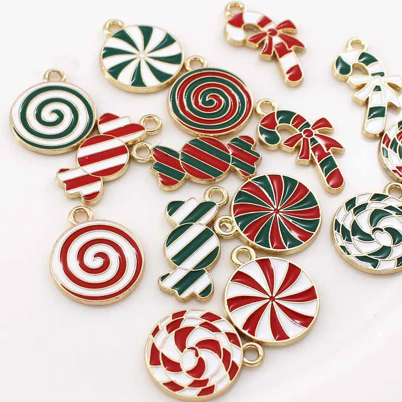 XIYAWANG 10Pcs Christmas Tree Decoration Christmas Candy Cane Lollipops Red and White Candy Pendants Home Decor New Year Navidad