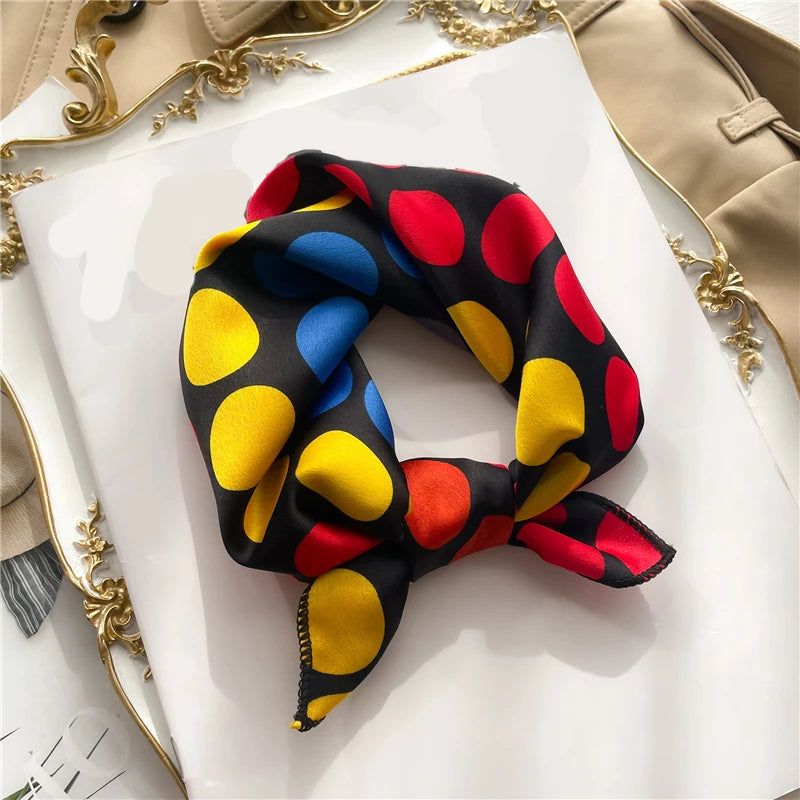 2022 Square Silk Scarf Women Fashion Print Small Neck Scarfs Office Lady Hair Band Foulard Hand Kerchief Female Bandana Shawl