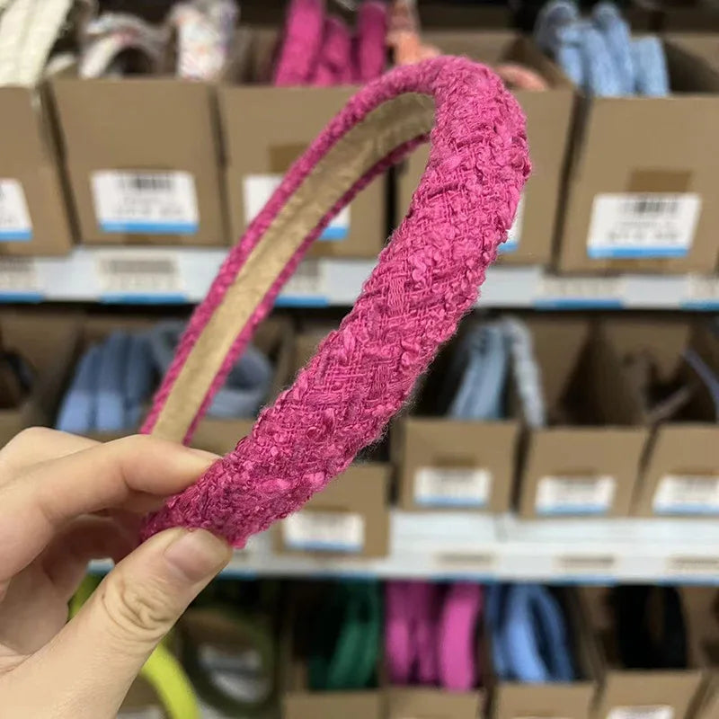 Woven Plaid Fabric Colorful Tweed Hairband High Quality Headband Spring Summer 2023 Accessories Casual Fashion Headwear