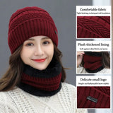 Winter Beanie Hat Scarf Thermal Fleece Knitted Hat Soft Warm Balaclava Wool Neck Warmer Scarf Cap