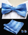 HUISHI Classic Blue Bowties For Men  Paisley Floral Bow Tie Pocket Square Cufflinks Suit Set Wedding Party Plaid Solid Butterfly