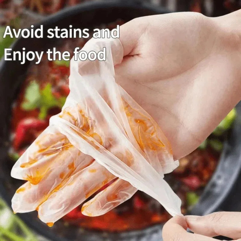 100/200PCS Disposable TPE Gloves, Powder Free and Latex Free, Suitable for Kitchen, Bathroom Cleaning