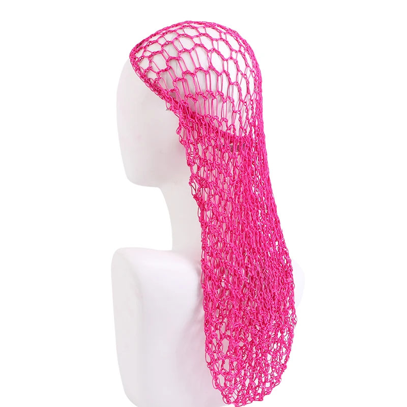 Women Crochet Hair Snood With Elastic Edge Long Hair Net Head Cover Hair Care Nightcap Mesh Pocket Wrap Dreadlock Headwear