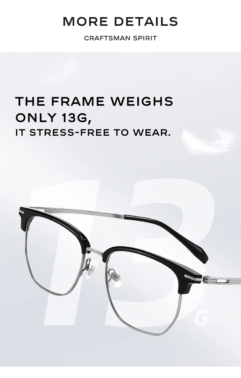 CAPONI Original Designer Men Glasses Frames Pure Titanium  Business Eyewear Anti Blue Light Multifunctional Frame Glasses J23615