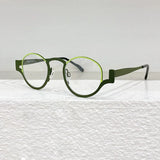 High Quality Japanese Retro Red Patchwork Round Pure Titanium Glasses Frames Men Eyeglasses Women Customizable lenses