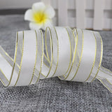 5 Yards 25mm Organza Ribbons Gold Metallic Egde Ribbons For Wedding Christmas Party Decor Flower Gift Packing Ribbon For Crafts