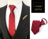 HUISHI Striped Plaid Print Neck Ties For Men Wedding Party Lazy Zipper Tie Fashion Business Necktie Male Suit Accessori Cravats