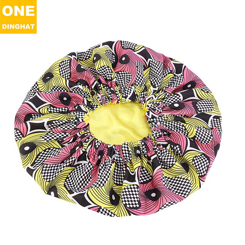 2020 New No. plus-Sized African Printing round Cap Double-Layer Satin Lining Wide Edge Nightcap Chemotherapy Hat