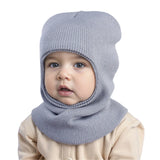 Winter Baby Knitted Hat for Girls Boys Warm Ears Neck Kids Bonnet Hat Scarf One-Piece Children Beanie Baby Cap 1-5Y
