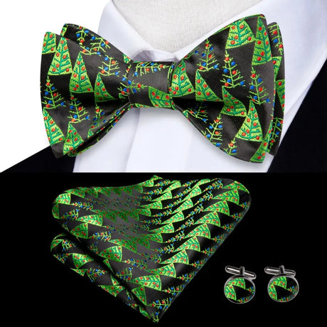 Dropshipping Jacquard Silk Mens Self Bow Tie Hanky Cufflinks Set Male Butterfly Knot Bowtie Wholesale for Male Wedding Business