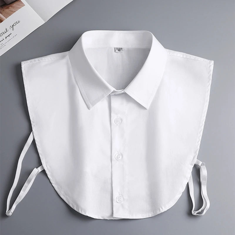 Mens Office Detachable Dickey Solid Color Button False Collar Lapel Half Shirt