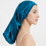 Luxury Comfortable Solid100% Real Silk Long Nightcap Hair Care Perm Beauty Sleeping Hat