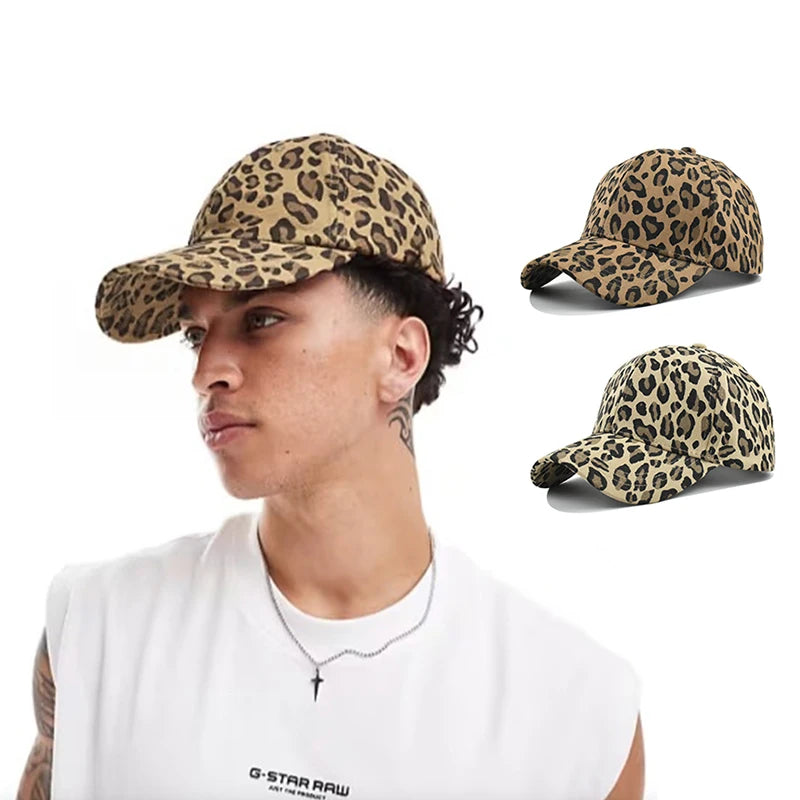 Summer Men Women Baseball Cap Leopard Print Snapback Hat Cotton Adjustable Hip Hop Hat Outdoor Sports Trucker Caps Sun Hats