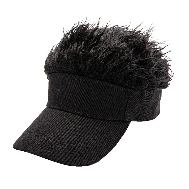 Golf Baseball Cap with Fake Flair Hair Cap Sun Visor Fun Toupee Hats Mens Womens Spiked Hairs Wig Hat