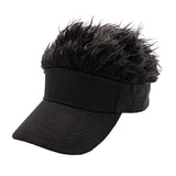 Golf Baseball Cap with Fake Flair Hair Cap Sun Visor Fun Toupee Hats Mens Womens Spiked Hairs Wig Hat