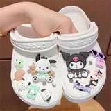 New Sanrio Kuromi LED Shoes Accessories Cartoon Peripheral Cinnamoroll Melody Pompompurin Charm Buckle Charms Kids Gift