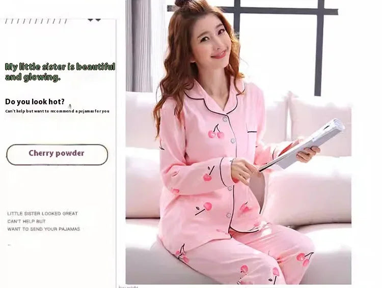 Women's Pajamas Set V-Neck Button down Top and Trousers Sleepwear Homewear Casual Nightwear Loungewear Autumn Winter Two-Piece
