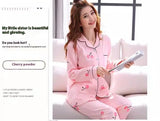 Women's Pajamas Set V-Neck Button down Top and Trousers Sleepwear Homewear Casual Nightwear Loungewear Autumn Winter Two-Piece