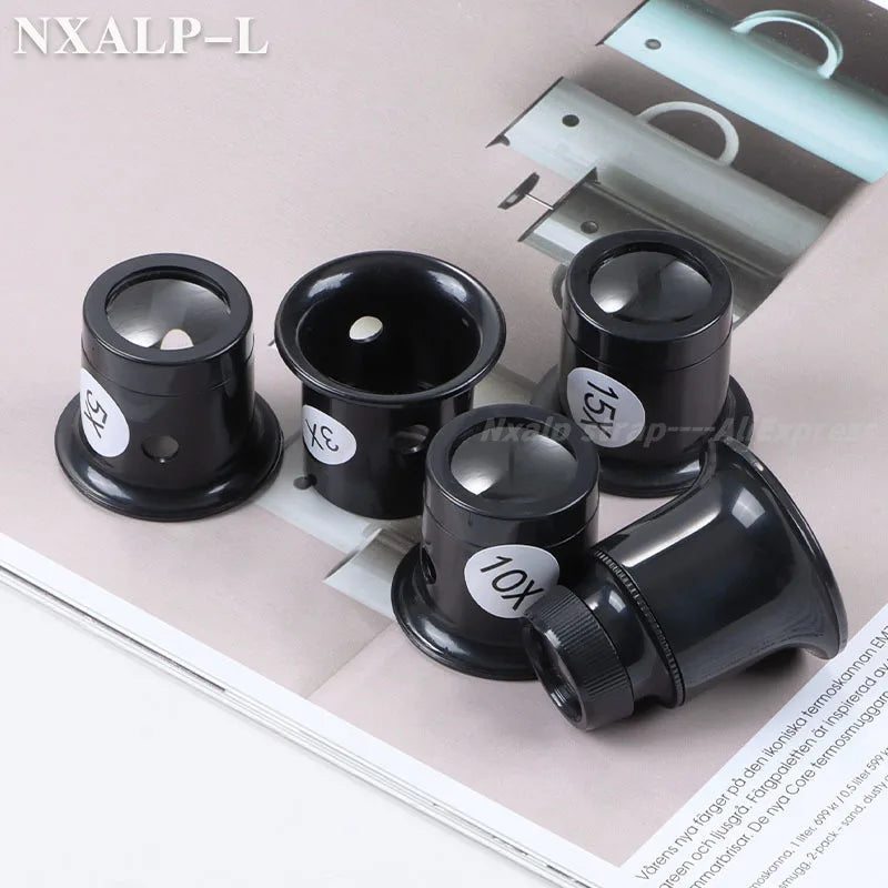 4/Set 3X 5X 10X 15X 20X Eyeglass Magnifier Eye Loupe Lens Portable Eyepiece Process Operation for Watchmaker Watch Repair Tools