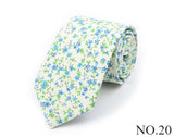 New Chic Floral Tie For Men Women 100% Cotton Beautiful Elegant Flower Necktie White Blue Narrow Skinny Wedding Casual Cravat