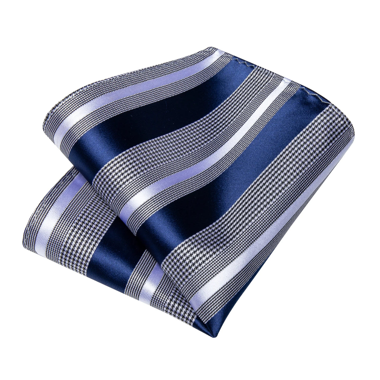 Luxury Blue Striped Polyester Ties for Men 8cm Width Wedding Business Prom Necktie Pocket Square Cufflinks Gift Men Accessories