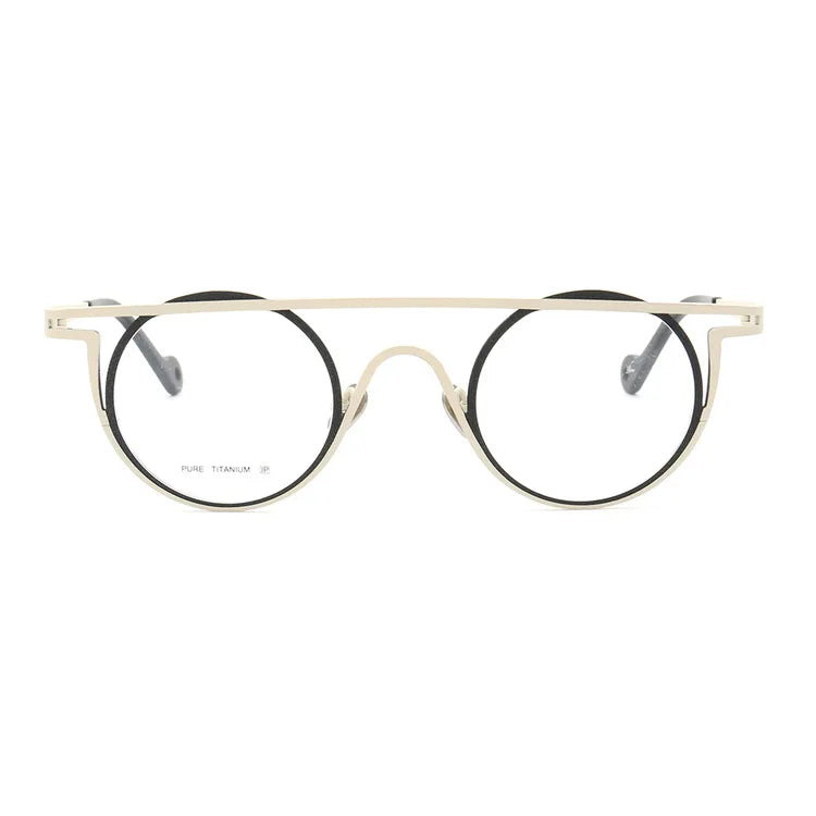 55266 Pure Titanium Glasses Frame Men Round Punk Eyewear 2022 New Male Classic Full Optical Prescription Eyeglasses Frames