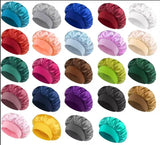 1pcs Unisex Satin Solid Wide-brimmed Sleeping Hat Elastic Band Cap Hair Care Bonnet Night Hat