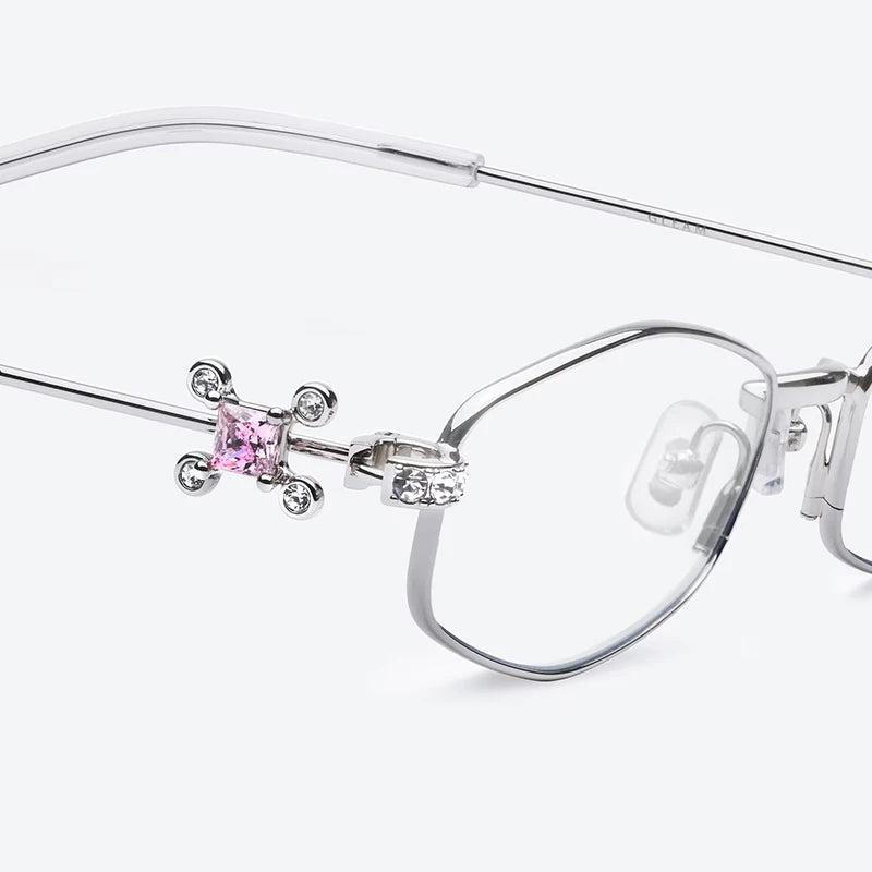 2025 GM glasses  frameless polygon eyeglasses women's jewelry glasses Giltzz myopia anti-blue light frame ultra light spectacles