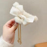 New Fashion Bow Tassel Pendant Hair Clips Korea Ponytail Plush Shark Claw Girls Fall and Winter Gift Hair Accessories