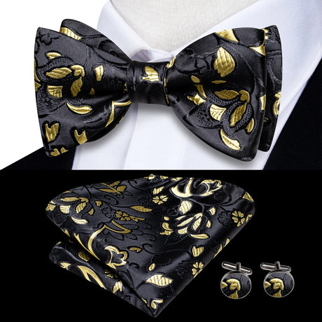 Dropshipping Jacquard Silk Mens Self Bow Tie Hanky Cufflinks Set Male Butterfly Knot Bowtie Wholesale for Male Wedding Business