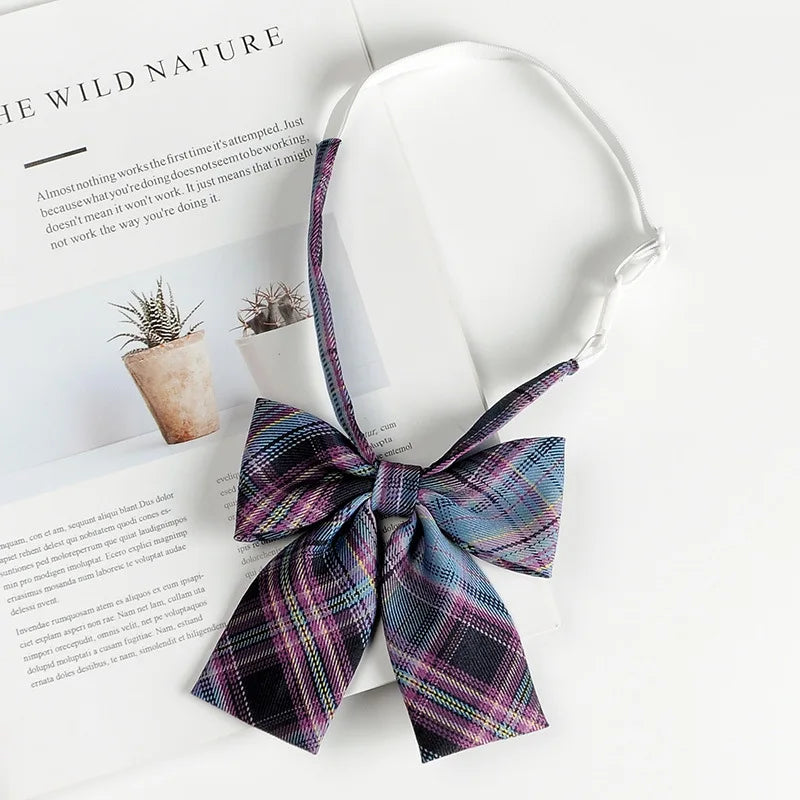 Fashion JK Bowtie Women College Student Collar Tie Cotton Plaid Bowknot Lolita Girls Adjustable Butterfly Anime Cosplay Cravat
